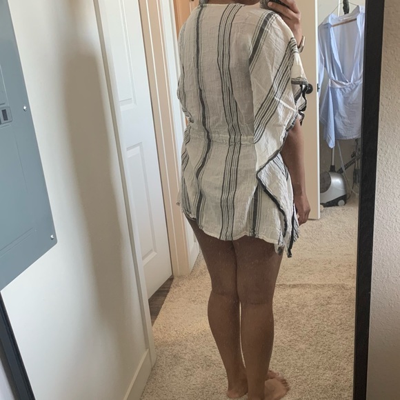 Vince Camuto Striped Tassel Cover Up Top - Picture 4 of 4